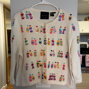 Vintage Michael Simon Bottle Pattern Cardigan